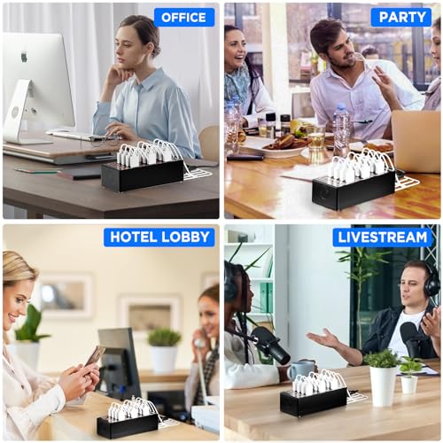 24-Port 100 watt (20 A) Charging Station for Multiple Devices, Phone Charging Station with Rapid Charging, Multiple USB Charger Station for Hotels, Schools, Shops, Shopping Malls and Travel