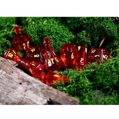 PolyHero Wizard Dice Set – Dragonfire | Polyheadral Shaped Dice for D&D & RPG - Role Playing Games | 8-Piece Themed Set, Unique Gift for Tabletop Gamers - color: Dragonfire