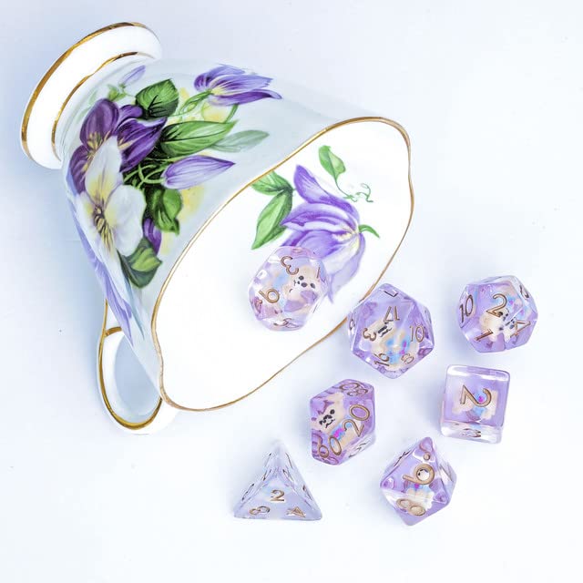 Sage's Portal Animal Familiars Resin DND Dice Set Polyhedral Dice Set for Dungeons and Dragons RPG Pathfinder Tabletop TTRPG (Teddy Bear) - color: Teddy Bear, style: Dice Set Only