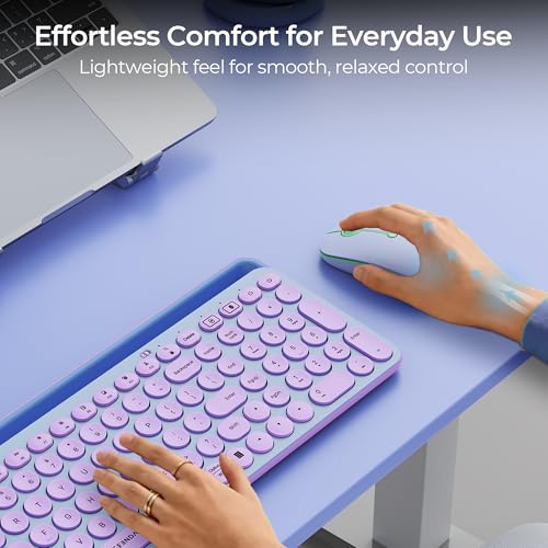 seenda MOU001 Bluetooth Wireless Mouse for Laptop,Slim Mice,Green&Purple | Rechargeable Computer mouse with USB and dual Bluetooth, 3-level DPI and quiet clicks for Windows, Macbook, iPad and Travel. - color: green&purple