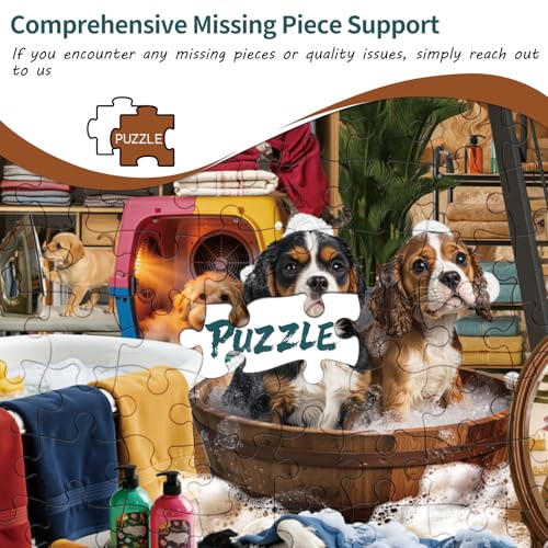 HUADADA-Puppy Bath Time-Jigsaw Puzzles for Adults 1000 Pieces, Interlock Perfectly No Dust, Impossible Difficult Hard Fun 1000 Piece Jigsaw Puzzles for Adults-1:1 Poster - color: Puppy Bath Time