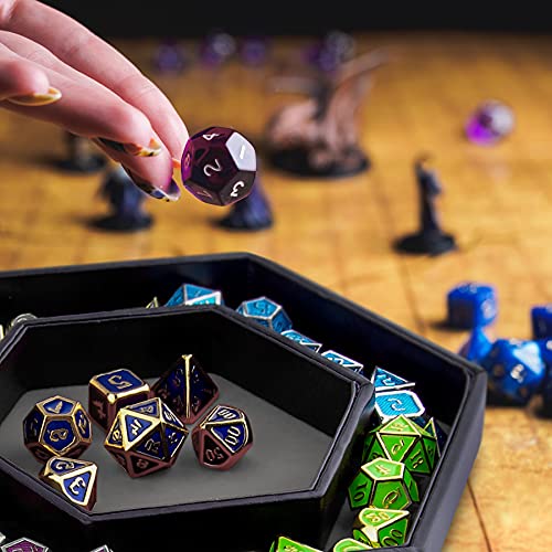 SIQUK Dice Tray with Lid Hexagon Dice Rolling Tray Dice Holder for Dice Games Like RPG, DND and Other Table Games, Gray - color: Gray