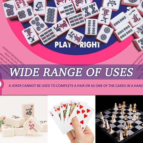 ARELUX Mahjong Mat with Carrying Bag - 32"x32" Non-Slip Noise Reducing Table with 4 Mahjong Rules Cards 2025 Cover for American Mahjong, Poker, Card & Board Games, Premium Gaming Mat