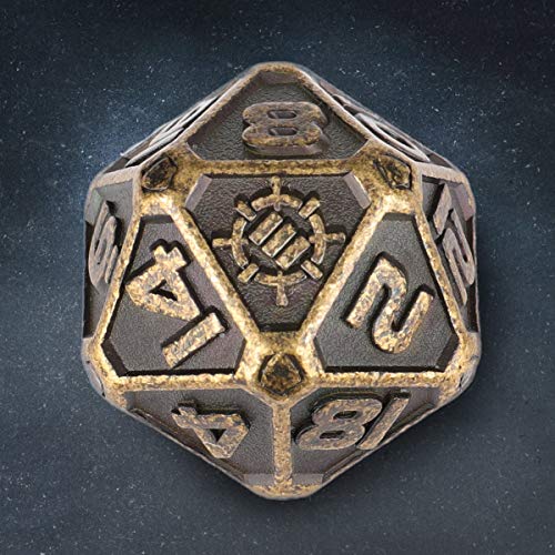 ENHANCE DND Metal Dice Set - 7pc Polyhedral Dice with Storage Case and Drawstring Bag - Solid Metal Set for Dungeons and Dragons, Pathfinder, More RPGs (Ancient Bronze) - color: Ancient Bronze