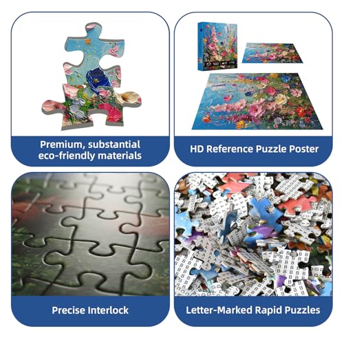 Wildflower Meadow Puzzles for Adults 1000 Pieces,Impossible Hard Difficult Challenging Jigsaw Puzzles for Adults 1000 Pieces,Puzzle with Letters on Back,Recycled Paper Jigsaw Puzzle(27.6"x19.7") - color: Wildflower Meadow
