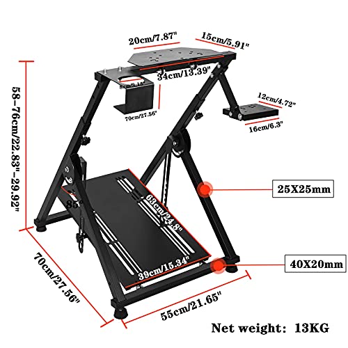 Supllueer Foldable Steering Wheel Stand Fit for Logitech G923 G25 G27 G29 G920, for Thrustmaster T248 T300RS T300 T500, for Fanatec X Shape Sim Racing Stand Racing Simulator, No Shifter Handbrake Wheel Pedal