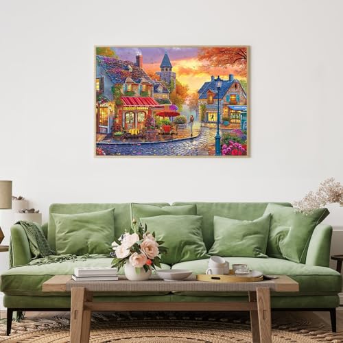 Puzzles for Adults 1000 Pieces,The Streets of Autumn Jigsaw Puzzle with 1:1 HD Poster, Perfect Interlocking No Dust, Stress Relief Ideal Gift for Family Games - color: The Streets of Autumn