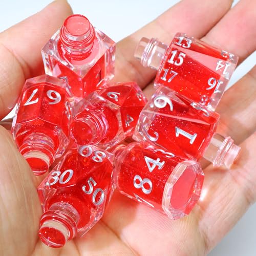 XENOLUX Potion Bottle Polyhedral Dice Set - Clear Resin DND Dice Set with Red Liquid - Healing Elixir Shape RPG Dice for Board Games - BOT11 - color: Bot11