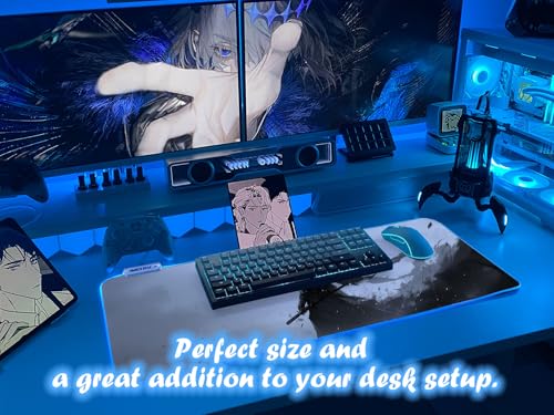 JMIYAV White RGB Gaming Mouse Pad 31.5x12 Inch PC XL Large Extended Glowing Led Light Up Desk Pad Non-Slip Rubber Base Computer Cute Mousepad Mat Desk Accessories Gaming Setup Dark