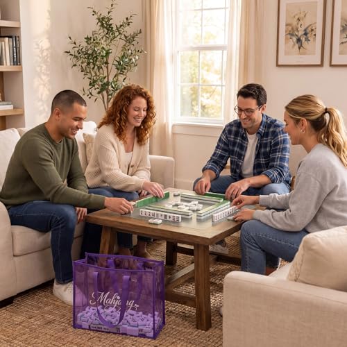 3 Pcs Clear Mahjong Bag Set, Waterproof PVC Tote Bags with Zipper Closure Large Medium Carry Bag with Storage Pouch Transparent Organizer for Mahjong Tiles, Travel,Game(Purple) - color: Purple