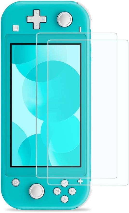 TJS Screen Protector for Nintendo Switch Lite Model 2019 5.5" (Clear) | 2 Pack Tempered Glass Screen Protector Works While Docking 0.3mm Thickness/Bubble Free/Ultra Clear/9H Hardness/Anti-Scratch - size: Nintendo Switch Lite 5.5''