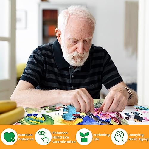 3 Pack 48 Piece Jigsaw Puzzle for Seniors Dementia Puzzles for Elderly | Large Piece Puzzle for Seniors Dog Bird Dementia Alzheimer's Products Activities for Seniors Nursing Home Gift 15.7 * 11.8IN - style: 48A Large Pieces