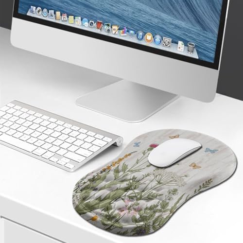 Hokafenle Ergonomic Mouse Pad Wrist Support, Wrist Rest Mousepad for Carpal Tunnel Pain Relief with Integrated Memory Foam Slope Massage Bulge (11.8x7.9 inch,Garden Flowers - color: KM27-Garden Flowers