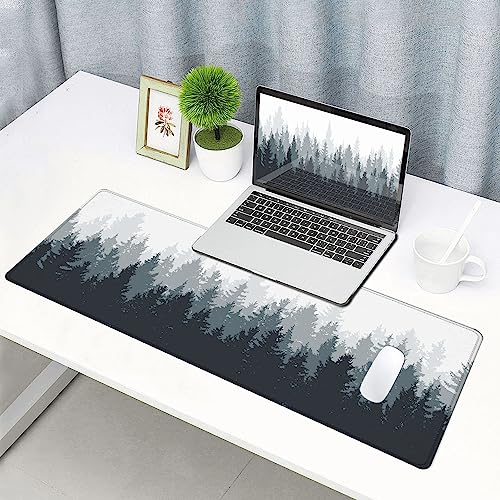 Gaming Mouse Pad Large, Keyboard Mouse Mat Desk Pad, Non-Slip Rubber Base with Stitched Edges Mousepad, 31.5X11.8 inch Misty Forest Tree - color: 13 Misty Forest