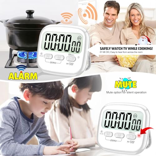 AyayaBoss 2-Pack Magnetic Kitchen Timers for Cooking, Digital Stop Watch Countdown Timer for Kids, Teachers, Classroom, Office, Exercise - Battery Included - color: Digital Timer 2 Pack - White