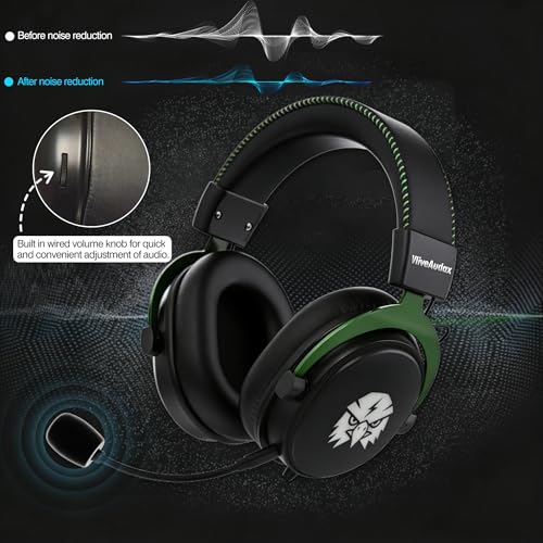 Wired Gaming Headset, RGB Lighting Over Ear Headphones with 7.1 Virtual Surround Sound, Noise Canceling Mic for PC PS5 PS4, Memory Foam Ear Pads, USB Sound Card A/C