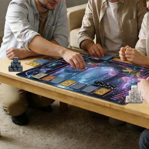 Ultimate TCG Battle Set: 24"x14" Stitched Fantasy Playmat, 16 Dice & Carry Bag β Non-Slip 2mm Rubber Card Game Mat for Trading Card Games (Style 1, playmat with Zones) - color: Style 1, size: CLASSIC SERIES