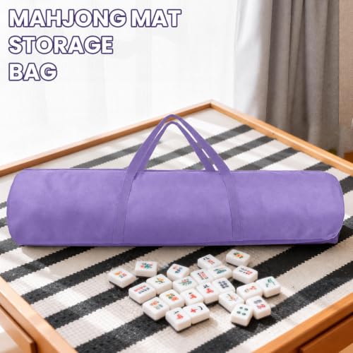 34-Inch Mahjong Mat Bag, Heavy-Duty Canvas Carrying Bag with Center Dual Handles & Smooth Zipper, Fits Mahjong Mat, Racks & Tiles, All-in-One Travel Storage Bag (Purple) - color: Purple