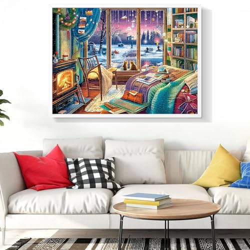 500 Pieces Puzzles for Adult,Snow Winter Cat Animal Jigsaw Puzzle 500 Piece | Warm Room Puzzle 500 Piece for Adults Teens Seniors,Funny Puzzle Games Family Activity Home Decor Wall Art 20.5x15IN - style: Snow Cat