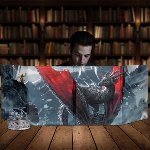 DND DM Screen, Dungeons and Dragons Master Screen Leather | 4 Wet-Erase Function Pockets,DND Game Accessories for TRPG,with 4 Panels Master Screen Inserts - color: D