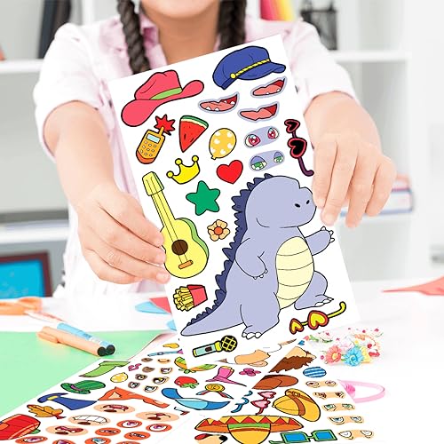15 Sheets Make Your Own Animal Stickers for Kids Girls Boys Toddlers Face Decal Set Pack Custom Waterproof Decals Party Favors Craft Sticker Books Supplies Decoration Creativity