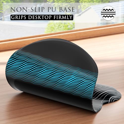 MROCO Ergonomic Mouse Pad Gel Wrist Rest, 9.4 x 8.1 in, Black Topographic | Ergonomic Shape Design, Multiple Pattern Options, Gel Wrist Comfort, Smooth Lycra Surface, Non-Slip PU Base - color: Black Topographic