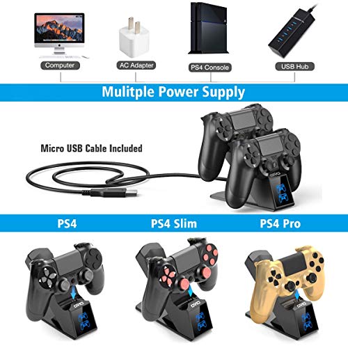 PS4 Controller Charger, PS4 Charger Charging Dock Station Compatible with Dualshock 4, Upgraded Fast-Charging Port for PlayStation 4 Controllers