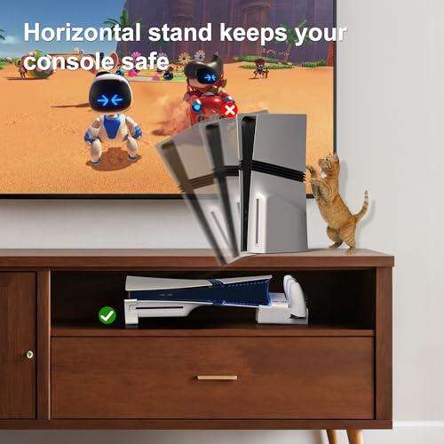 STARTRC GAMES Cooling Station for PS5 Slim/Pro Horizontal Cooling Stand with Controller Charging Station for PlayStation 5 Slim/Pro Console Accessories Kit with 3 Level Cooler Fan (NOT Fit 2020 PS5)