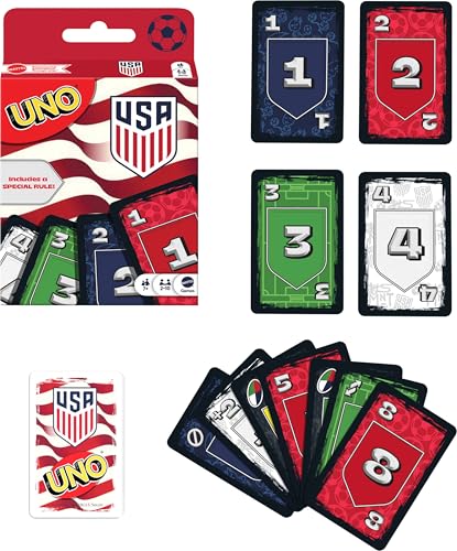 Mattel UNO US Men's National Team Card Game for Kids, Adults & Family with a Special Rule. - style: UNO Soccer