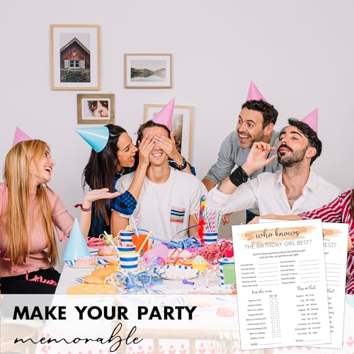 Birthday Party Games for Adults, 25 Card Interactive Group Game Set for Milestone Celebrations - A07 - color: Who Knows Her Best2