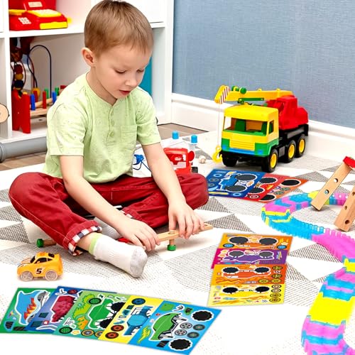 48 Sheets Create Monster Truck of Dreams Stickers, Make Your Own Stickers for Boys and Girls, Travel Sticker Books, Party Favors, Birthday, Home, School and Activities Gifts for Kids Ages 3+ - style: Monster Car