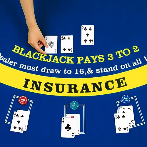 Aoriher Blackjack Game Combo Set, Include Blackjack Layout Felt,Shoe 6 Deck Automatic Card Shuffler Discard Holder Trays and 10 Cut Cards for Casino, Party Night(Blue) - color: Blue