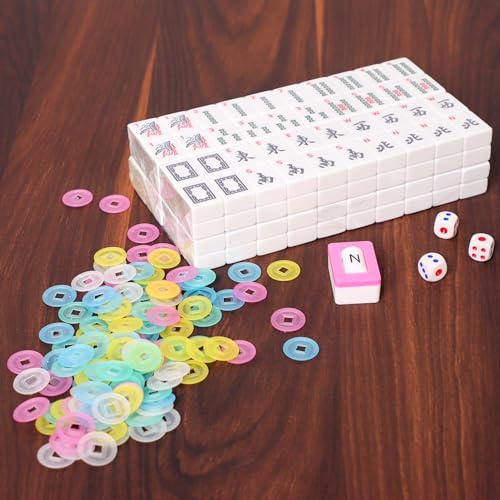 ZGME American Mahjong 세트, 인쇄된 직사각형 가방 및 액세서리가 있는 166개의 화이트 타일, 푸셔가 있는 올인원 마작 랙 4개, 완벽한 웨스턴 마작 세트 - color: 라이트 블루