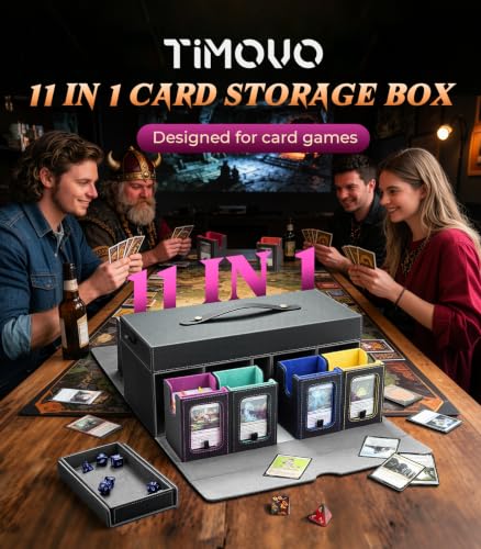 TiMOVO MTG Commander Deck Box, 11-in-1 Modular for TCG/PTCG, Black Rainbow | 8-Deck Card Storage Case and 3 Dice Trays, Holds 1760+ Single-Sleeved Cards, Display Window, Carry handle - color: Black Rainbow