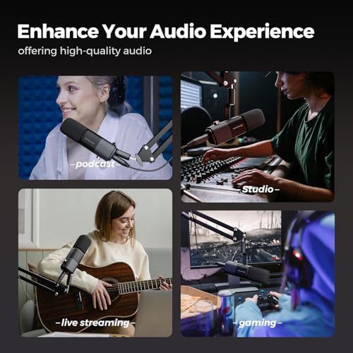 NearStream AM20X Podcast Microphone with Boom Arm, USB/XLR Condenser Microphone for Podcasting/Streaming/Gaming/Record, PC and Audio Mixer, AI Noise Canceling, Gain Control, Sound Monitoring, Mute