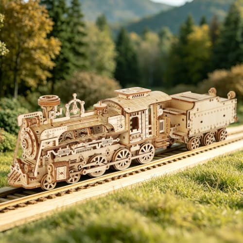 3D Wooden Puzzles for Adults, DIY Steam Train Model Building Kit | 268Pcs Creative Craft & Model Kits for Adults, DIY Assembly Puzzle Desk Decor, Holiday Gift for Xmas, Teens Men 14+ - style: Steam Train