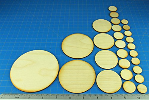 LITKO Round Plywood Miniature Bases | D&D & RPG Sampler | Set of 27 | | 5 Sizes: 3/4-Inch to 4-Inch | Compatible with Dungeons & Dragons, Pathfinder & Tabletop RPGs