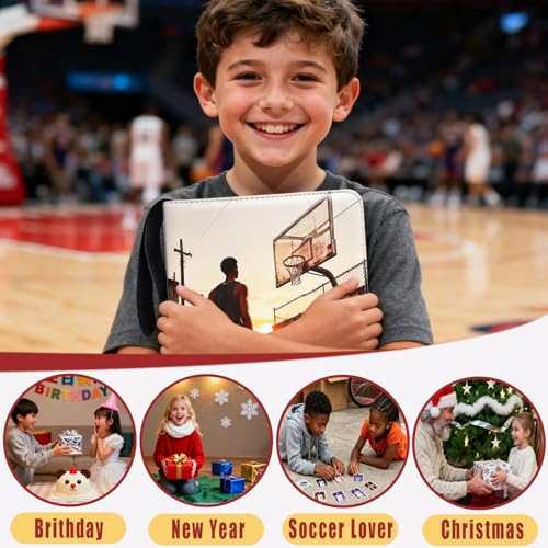 Basketball Card Binder 900 Pockets, Sport Card Holder, Compatible with Panini, Topps Trading Card, Metal 3 Ring, Zipper, Transparent Sleeves, PU Cover - color: basketball, size: 900 pockets