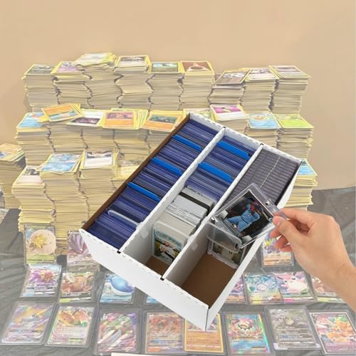 3 Row Trading Card Storage Box – Holds 2400 Cards, Fits Toploaders & Magnetic Cases, Includes 100 Sleeves, 16 Dividers & 6 Supports – Sport Card Organizer - style: 2 pack