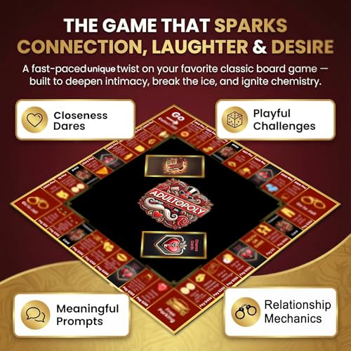 Adultopoly Couples Board Game - Romantic Date Night Game for Partners, Fun Relationship Building Activity, Anniversary and Valentine's Day Gifts for Him or Her