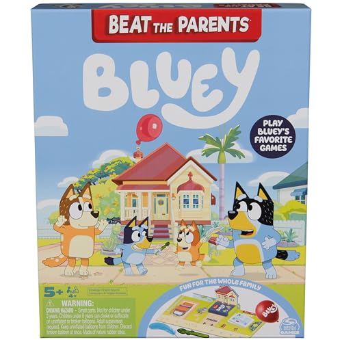 Spin Master Games Bluey Beat the Parents Board Game | Kids vs. Parents Showdown, Compete in Fun Challenges & Trivia from the Bluey TV Show, For 2-6 Players, Ages 5 & Up