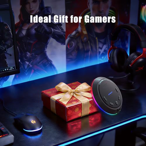 LIANGSTAR Gaming USB Microphone with 5 Voice Changes, Mute Button, Desktop Podcast Mic, Volume Control, RGB Condenser Computer Microphone for PC Gamer, YouTube, Streaming, Conference, Class - style: Dark Gray