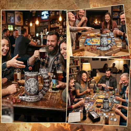 Dice Tower Mug, Dice Rolling Tower, Comes With 7 PCS Dice Set, Suitable for Dnd Dungeons And Dragons, Tabletop Games, Available As Drink Holder, D&D Gifts, Dnd Accessories (Silver-brown skull) - color: Silver-brown Skull