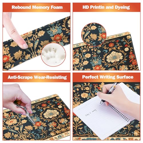 Desk Mat Set, Mouse Pad with Wrist Rest Support + Keyboard Wrist Rest + Large Mouse Pad + Coaster, Extended Gaming Mousepad Combo, Retro Flower Plant - color: Retro Flower Plant