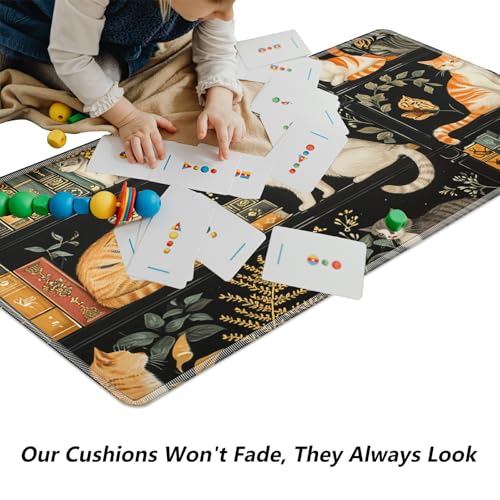 Cats and Bookshelves for MTG & TCG Playmat Mouse Pad,BFDHGQZC 24" x 14" Game Mat for MTG/RPG/CCG Trading Card Game Playmats Table Mat Perfect for Card Games Video Games Computer Office - color: Cats and Bookshelves