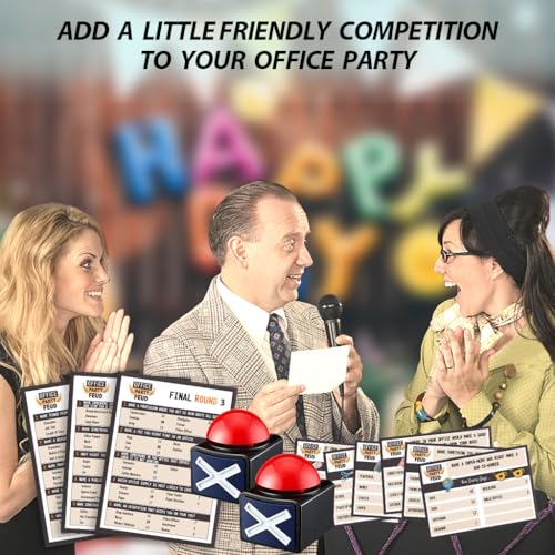 Office Friendly Feud Quiz, Family Feud Quiz, Office Party Games, Team Building Games, Feud Trivia Quiz (with 2 Buzzers) - color: Cards With 2 Buzzers