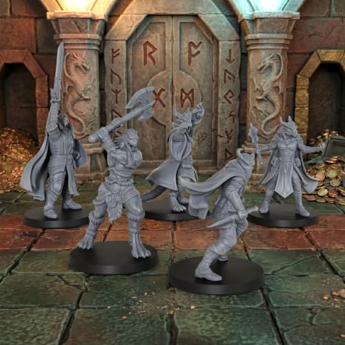 AUSPDICE Fantasy RPG Accessory Figurine Set for Dungeon Masters & TTRPG Players, 25mm Scale Tabletop Unpainted Miniatures Pack- Dragonborn Adventurer AS1008