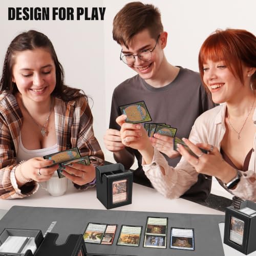 Kabinka MTG Commander Deck Box, Holds 400+ Double-Sleeved Cards | 5-in-1 Card Deck Box, Patented Design, Magnetic Detachable Card Case with Dice Tray, Fits Magic / TCG Cards (Black) - color: A2-Black