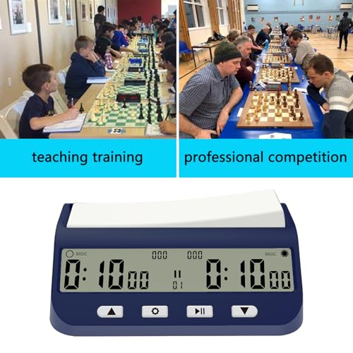 Digital Chess Clock Timer, 5-in-1 Multifunction Portable Competition Specific Chess Clock, Professional Board Game Timer with Bonus & Delay Count Down up ON Off Alarm