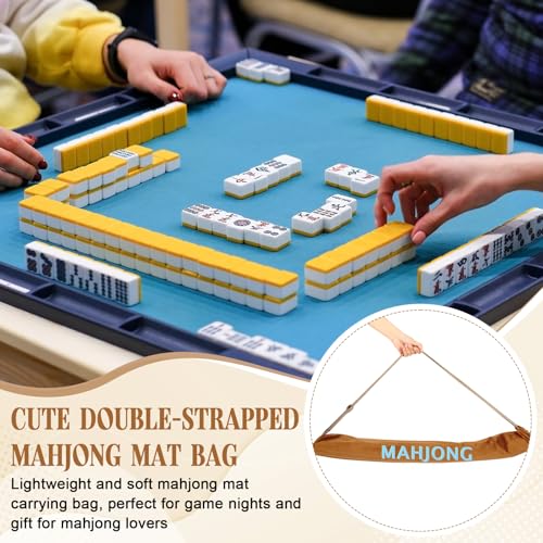 35 Inch Long Velvet Mahjong Mat Bag Cute Double Strapped Drawstring Mahjong Mat Holder Lightweight Carrying Bag for Board Games Outdoor Travel Storage-Mat Not Include(Brown,1 Pc) - color: Brown